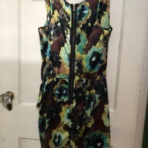 Cynthia Steffe silk Tie dye ruffled Asymmetric hem dress